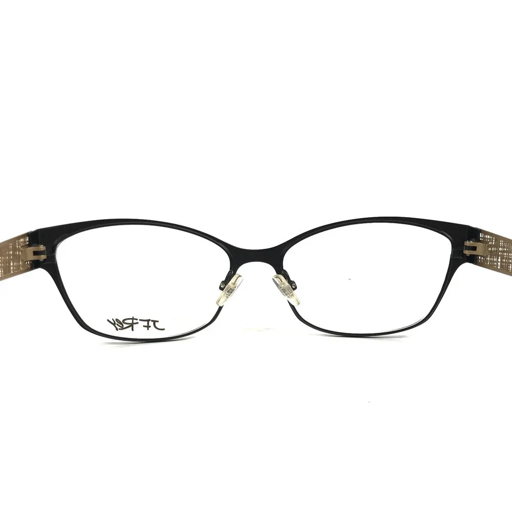 J.F. Rey Eyeglasses Frames JF2588 0055 Matte Black Gold Woven Ribbed 54-16-140